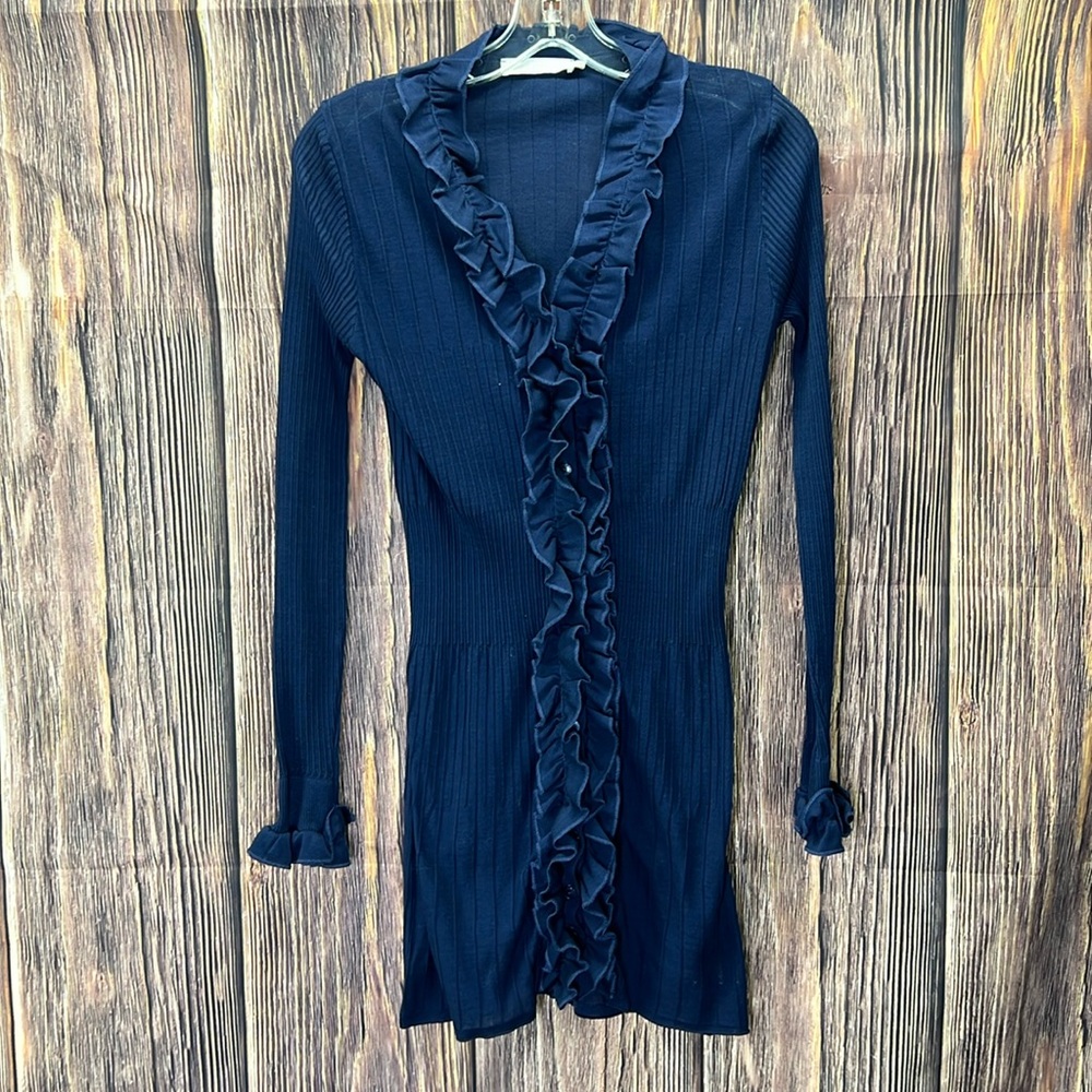 ⭐️Anne Fontaine Paris ruffle front and sleeve cardigan size EUR 40 US 8